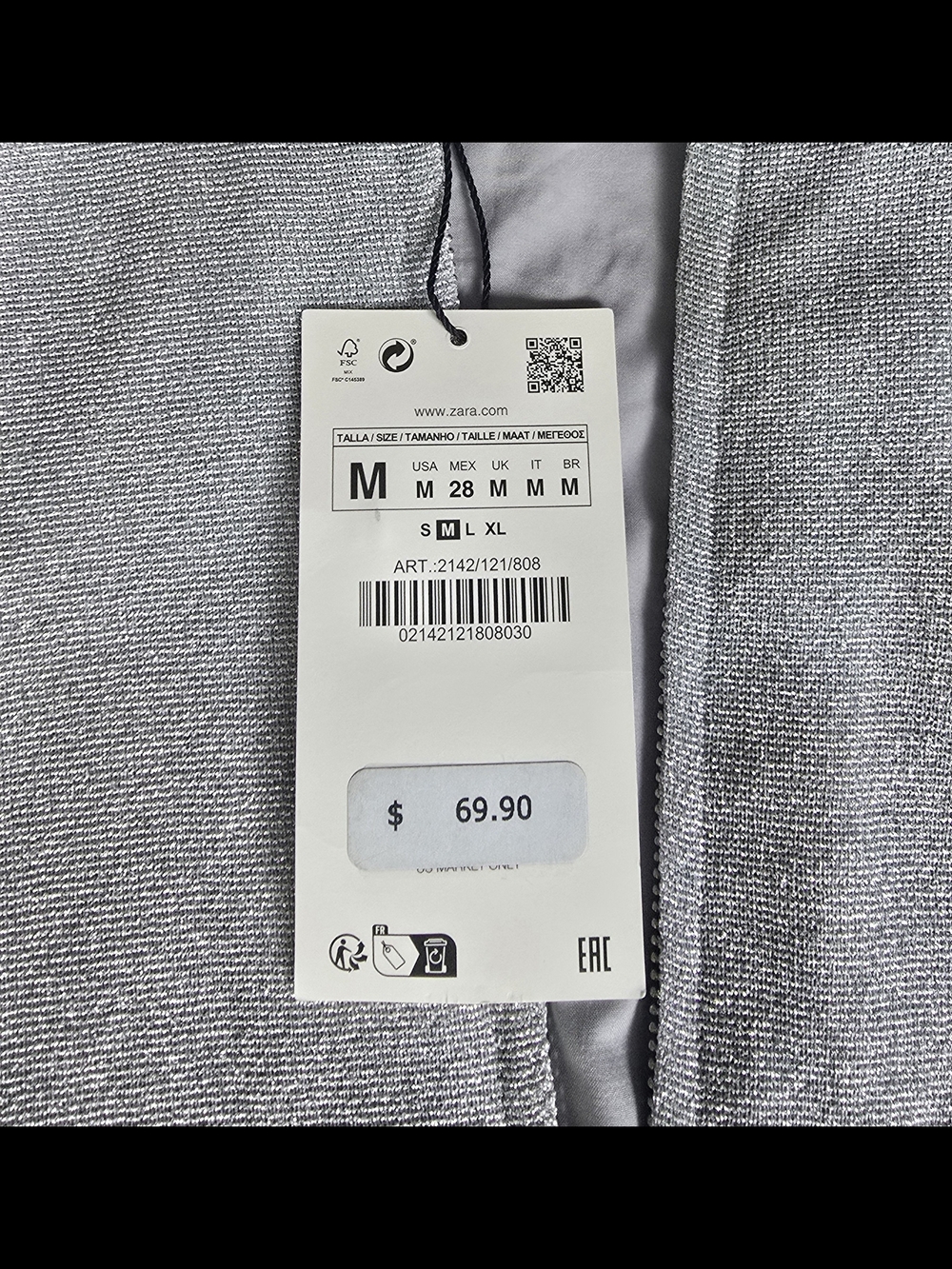 Zara Metallic Grey Bomber Jacket. Versatile & StylishSize MBrand new with - Picture 5 of 9